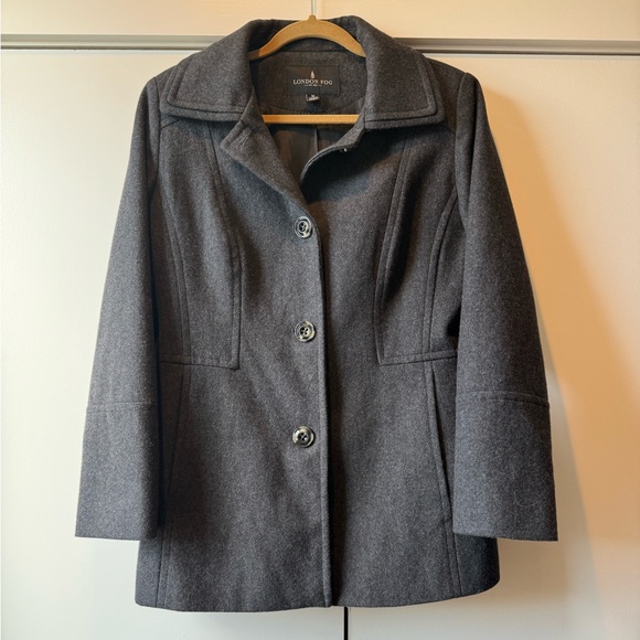 London Fog Gray Wool Peacoat - Picture 1 of 4